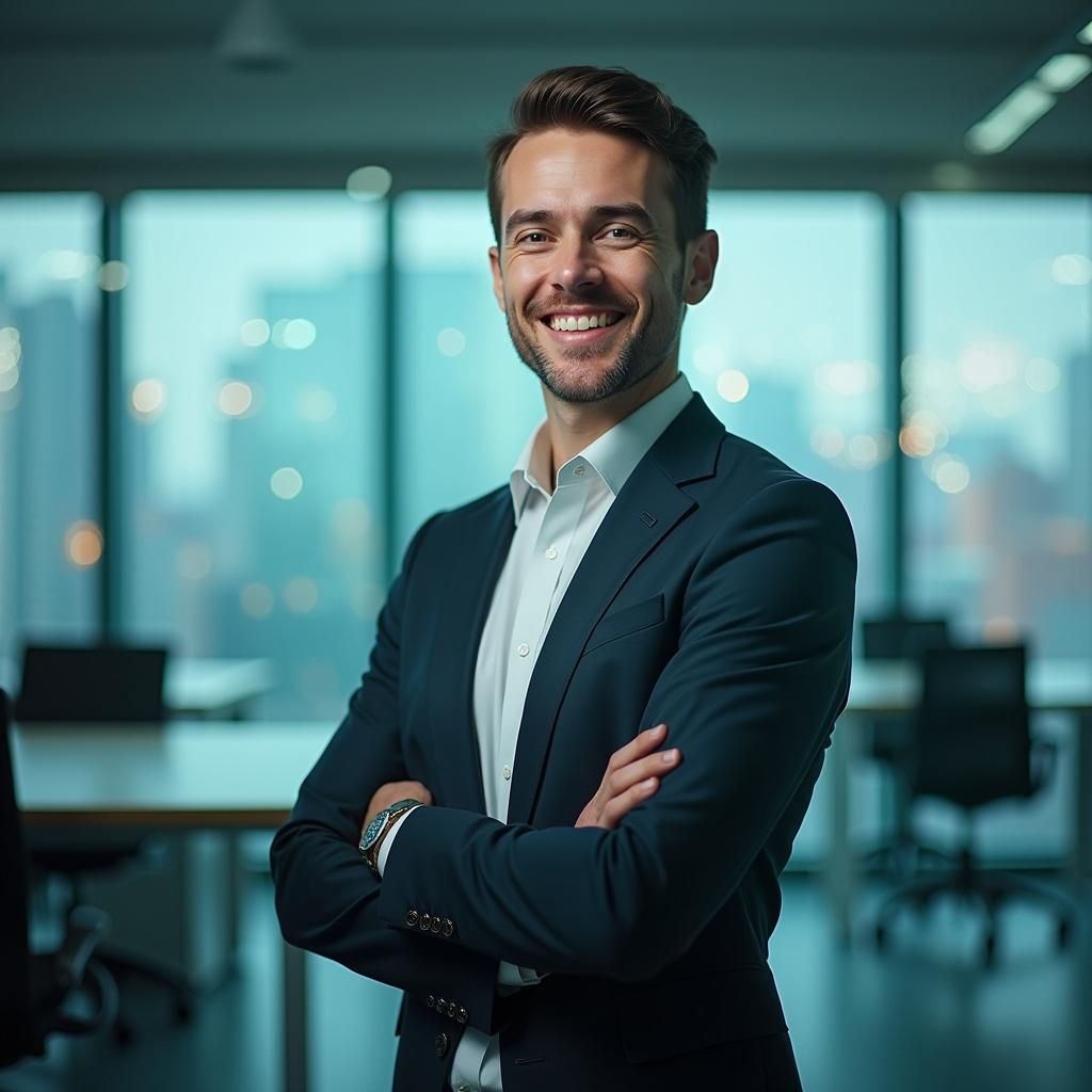 Career Success with Futuristic Glow Effects