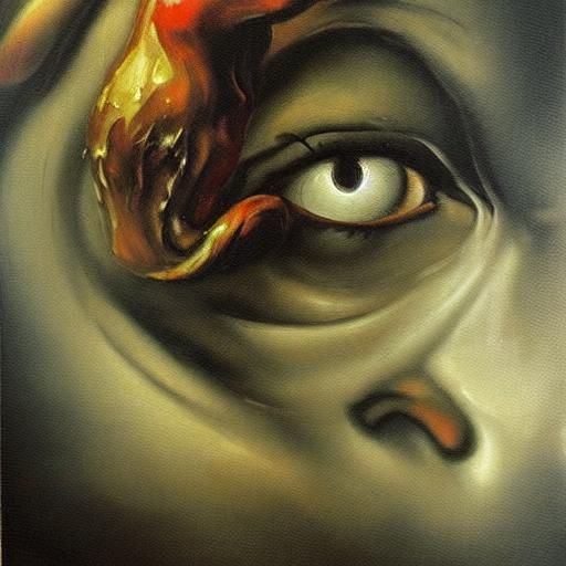Eerie Rabbit Portrait in Surrealist Oil Painting Style