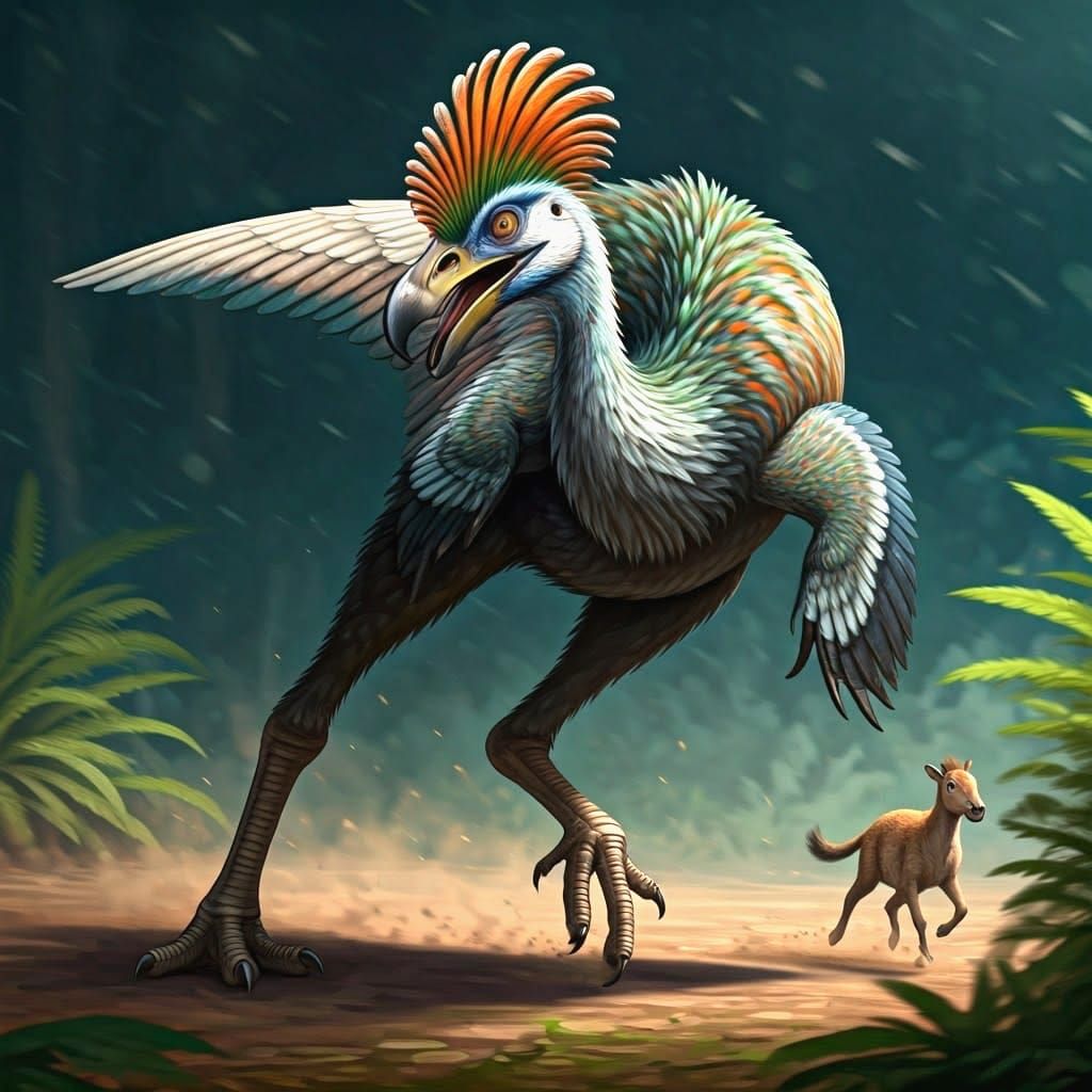 Ancient Eohippus Escapes Brontornis Terror Bird