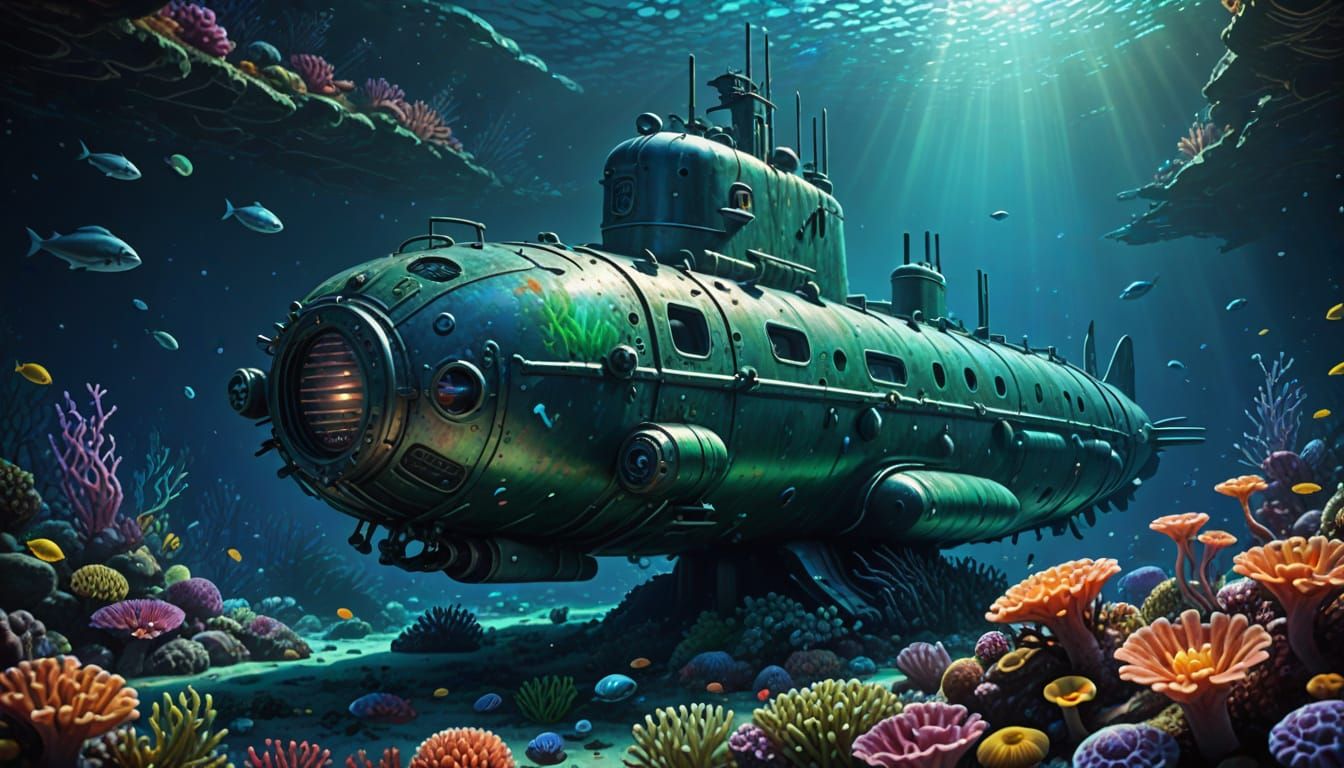 Underwater Exploration in Hyperrealistic Splash Art Style