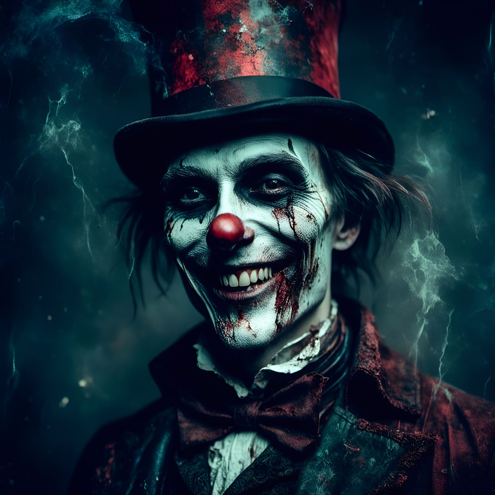 Smiling Macabre Magician Portrait on Stage