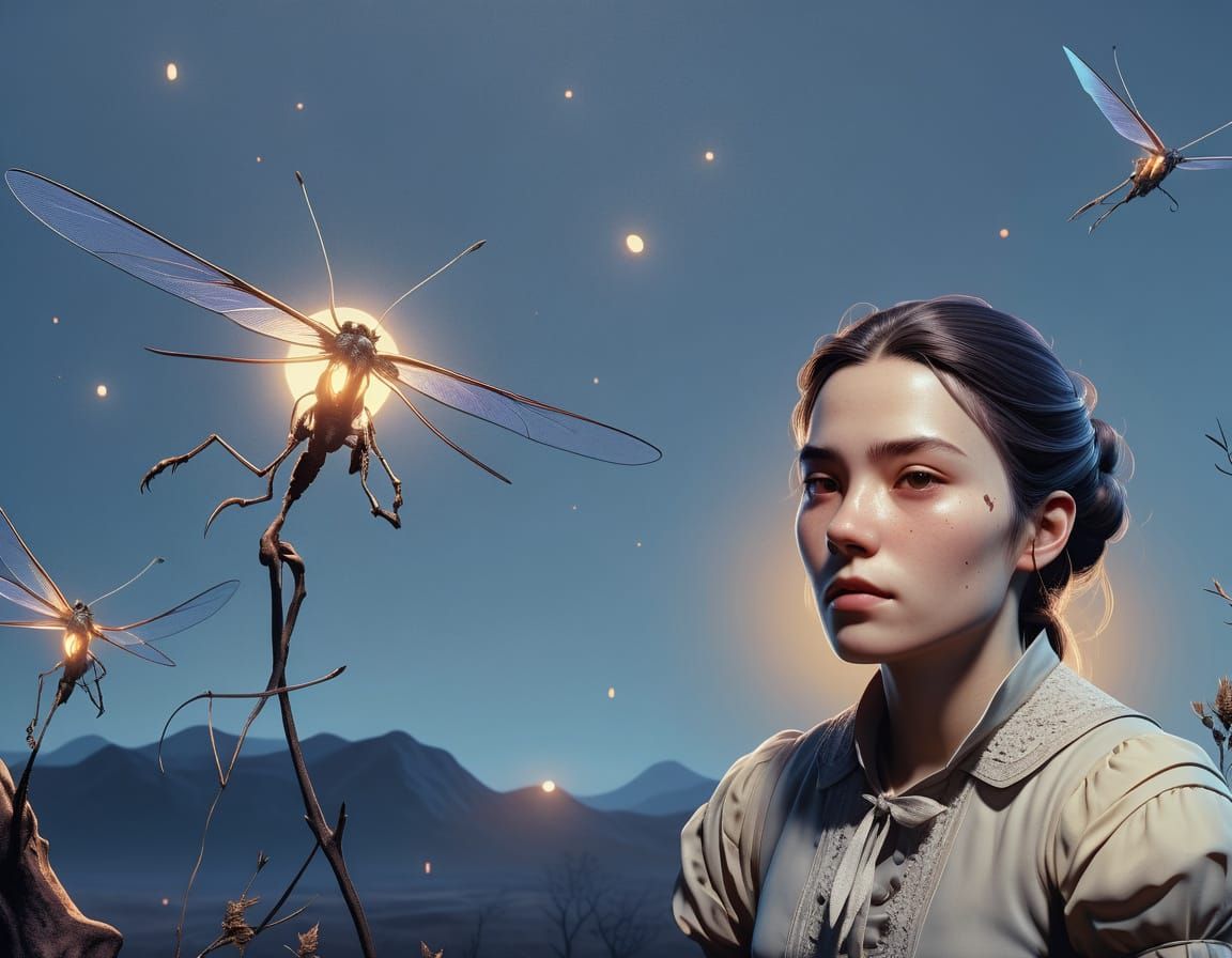 Moonlit Elegance in 19th Century Attire