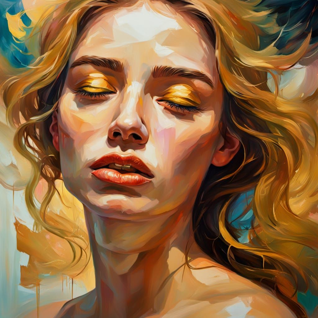 Expressive Surrealist Oil Painting of a Woman