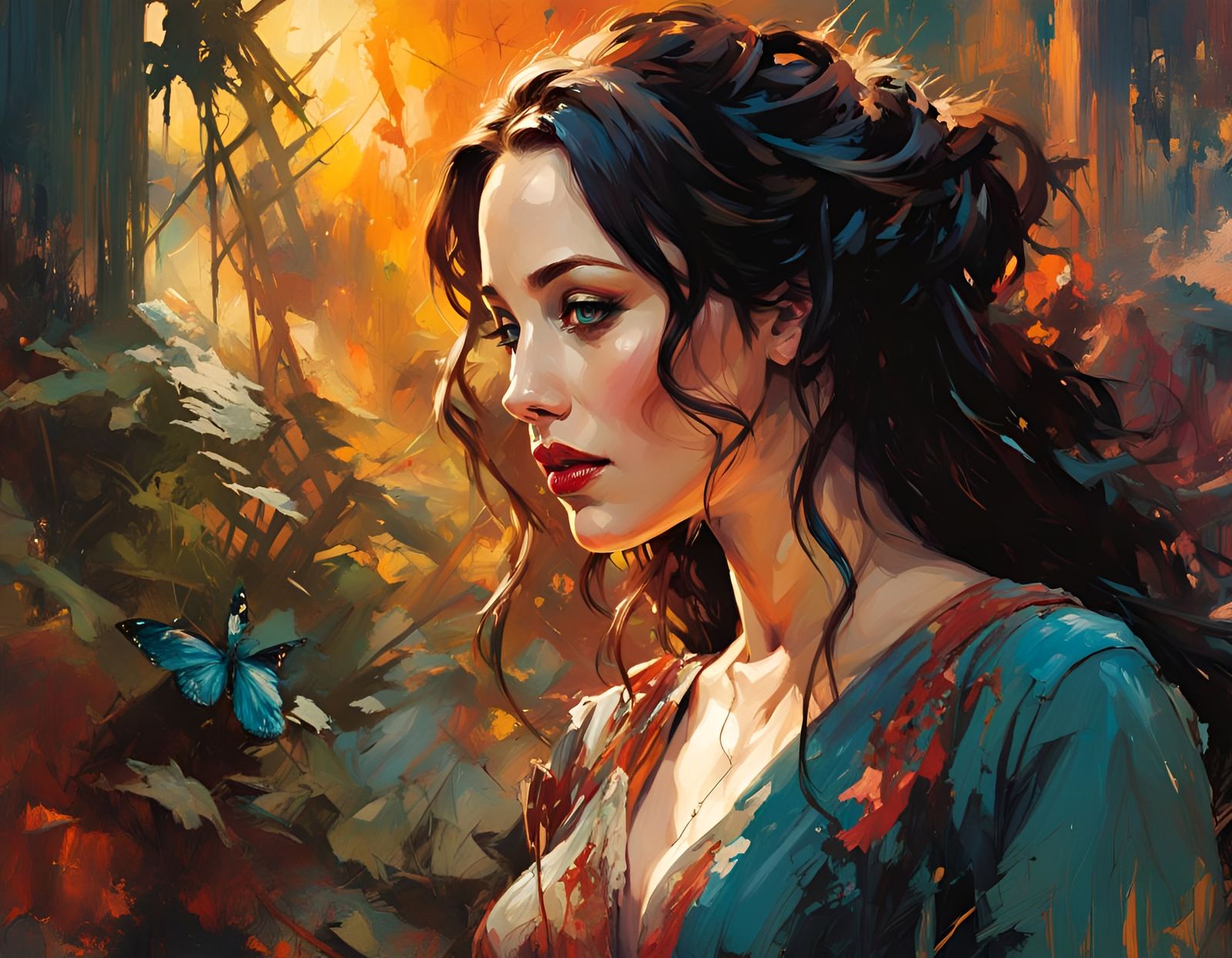 Kat Dennings Portrait in Pulp Adventure Style