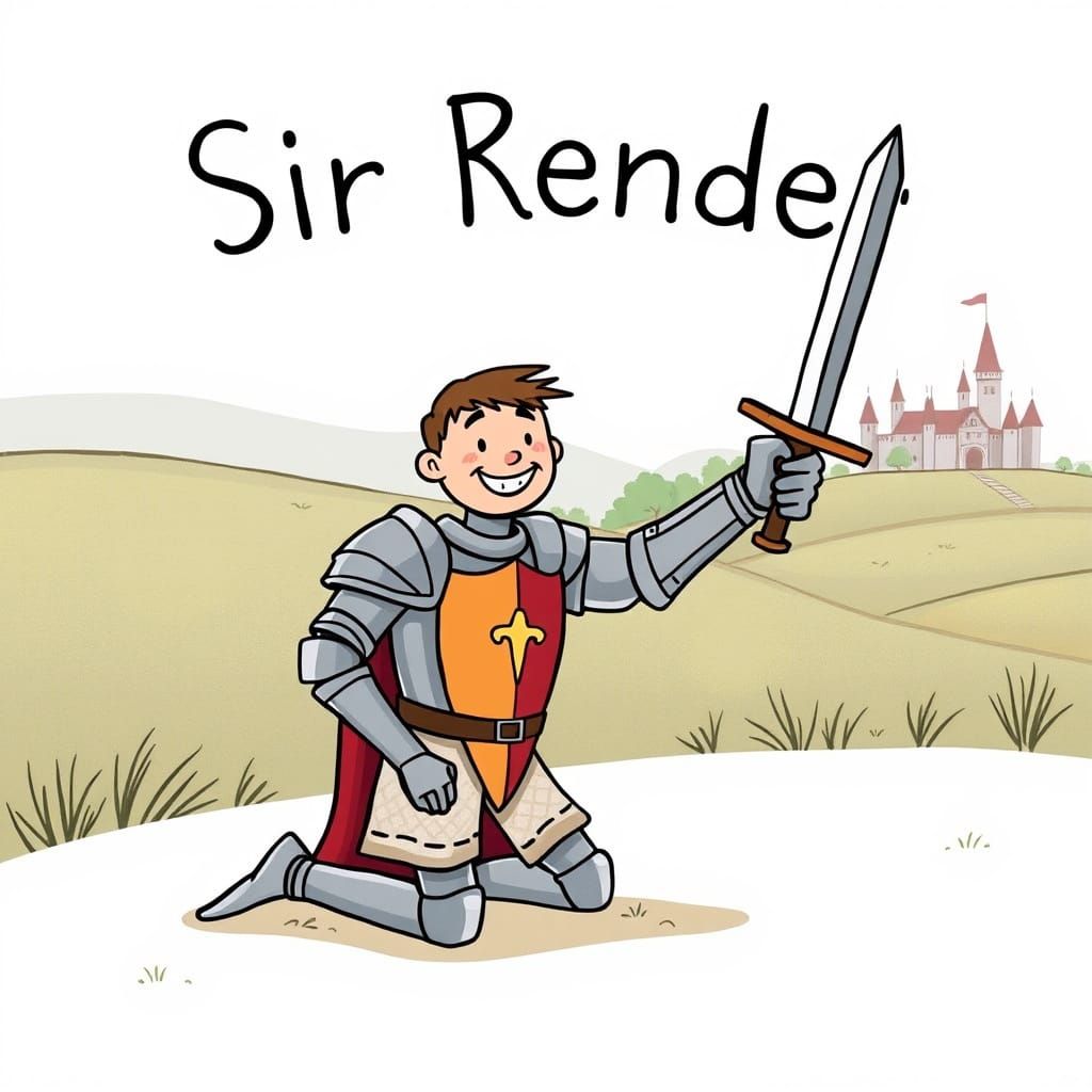 Whimsical Knight Surrenders with Sheepish Grin