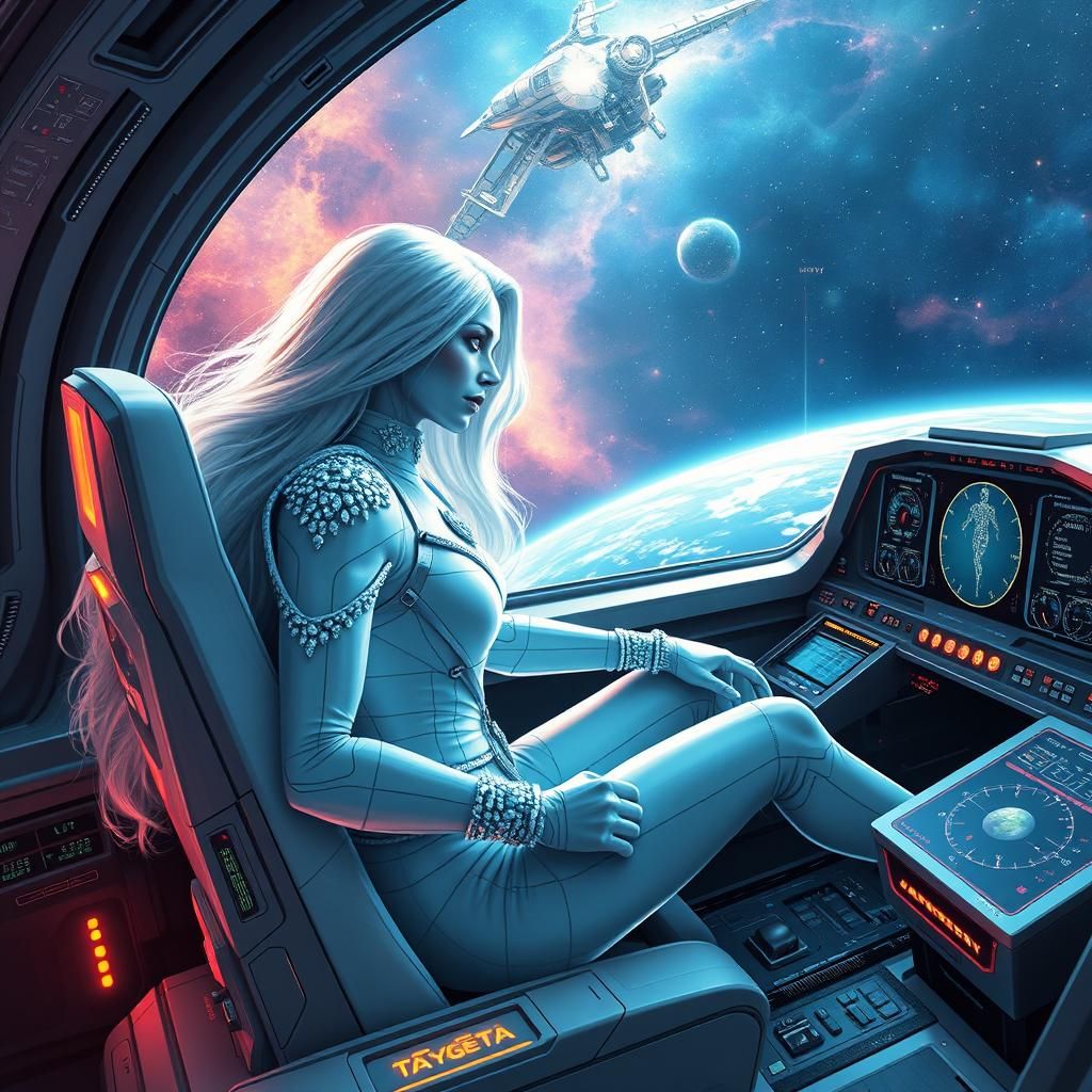 Pleiadian woman in  a spaceship