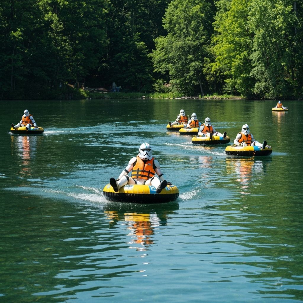 Clone Troopers Tubing on Lake: Stylized Scene