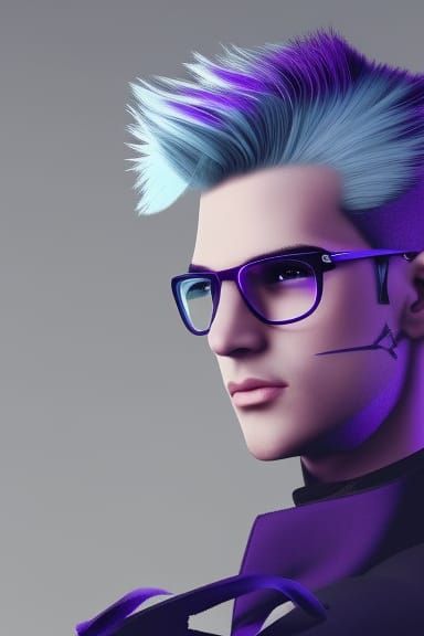 Icy Prince with Glowing Eyes Stares at Screen