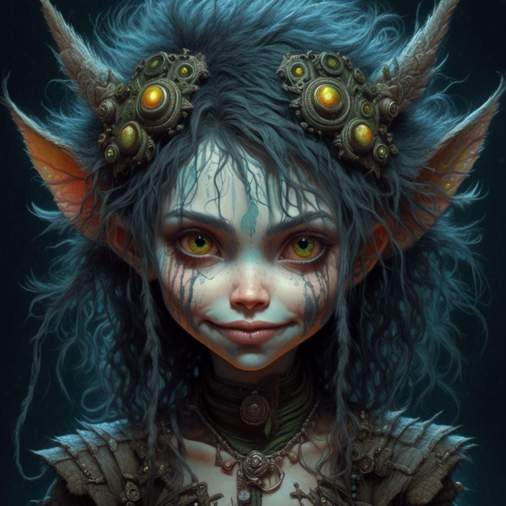 Comic Noir Faerie Portrait in Expressionist Style