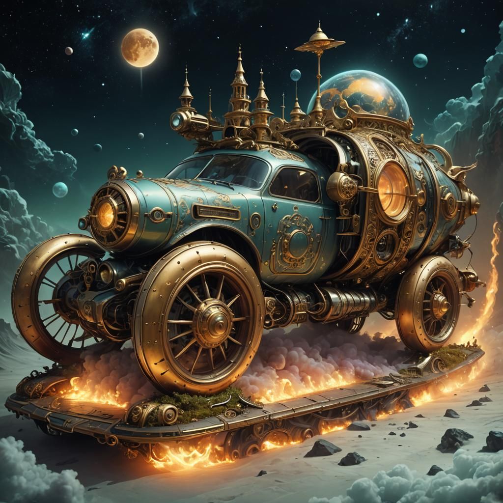 Futuristic Vehicle in Baroque Art Nouveau Style