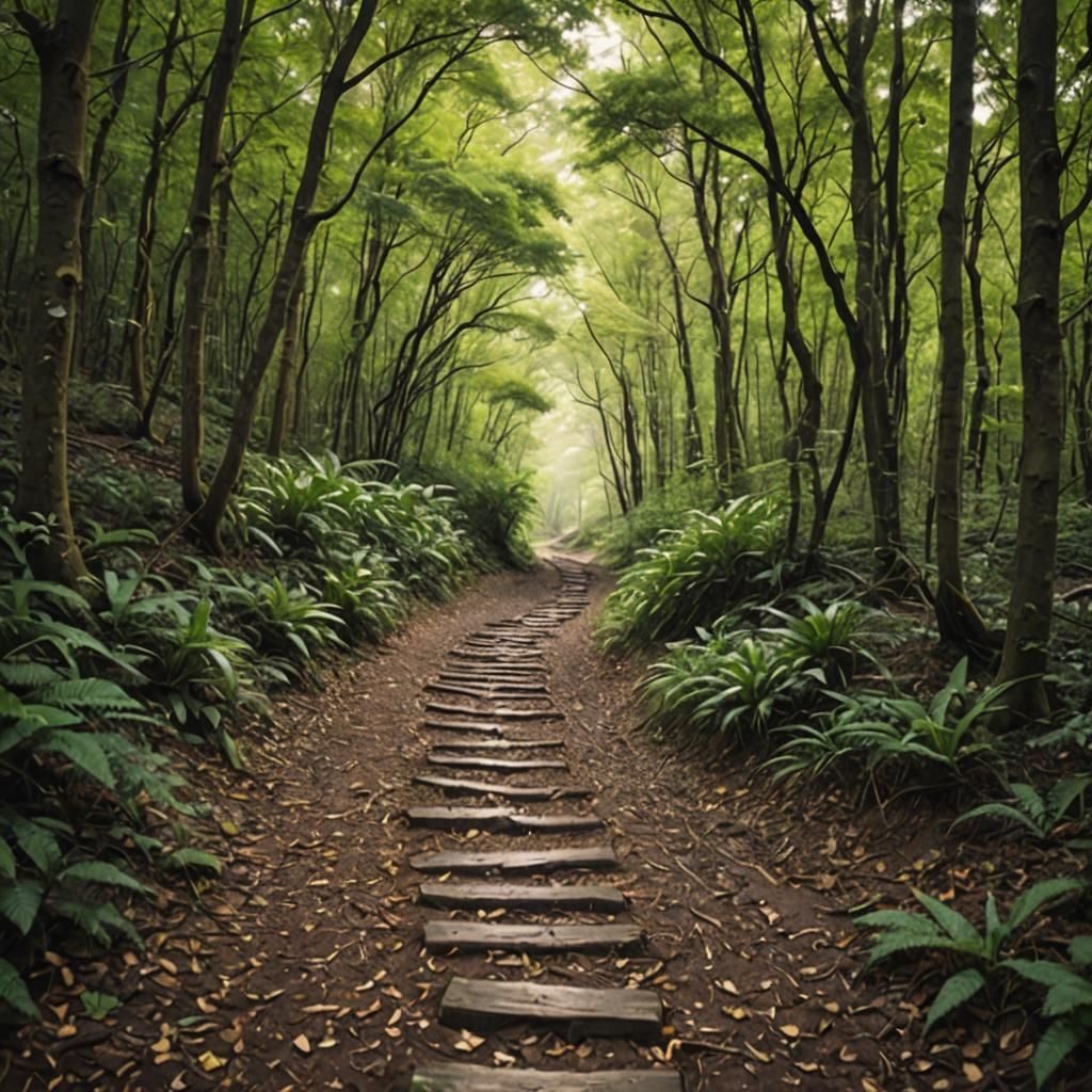 Winding Forest Path Beckons Toward the Unknown