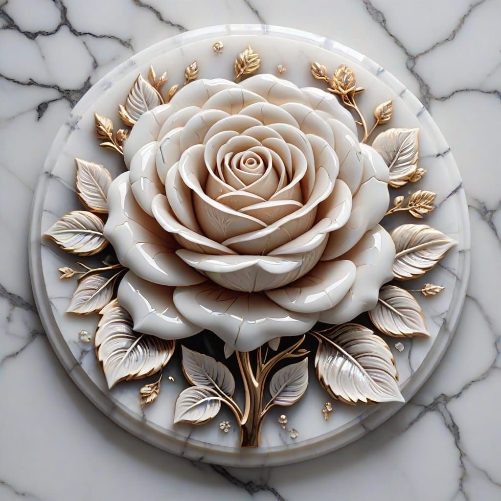 Elegant Marble Rose Carving