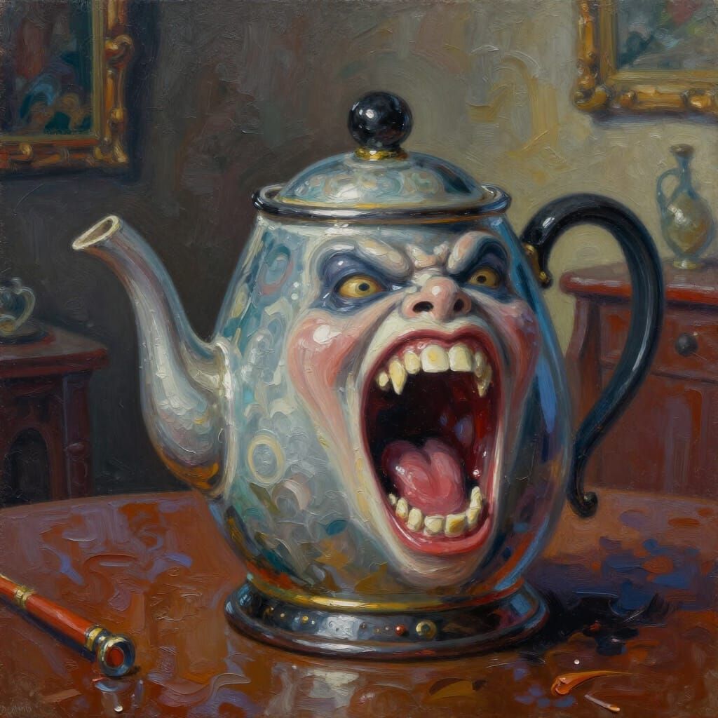 Screaming Teapot in Fantastical Home Setting