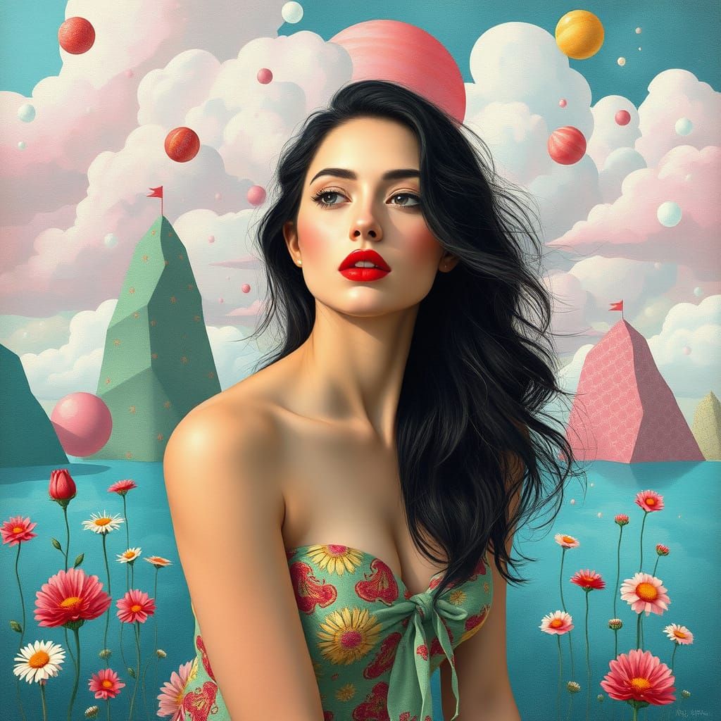 Dreamy Surreal Woman in Pastel Palette