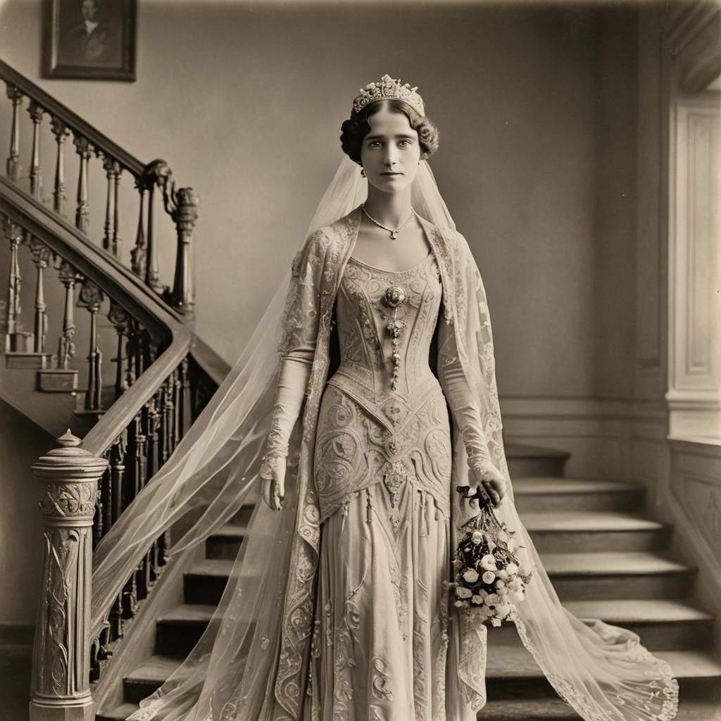 Cornelia Vanderbilt's 1924 Wedding Portrait on Stairway