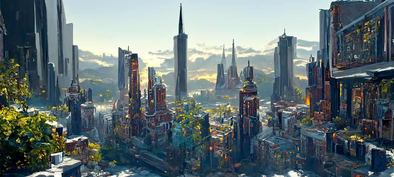 Advanced Cityscape Painting in Digital Art Style