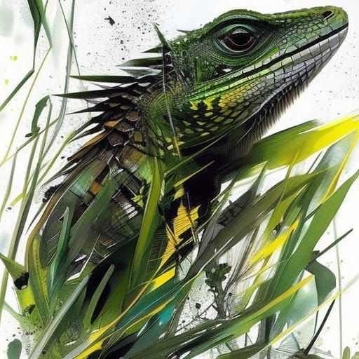 Beautiful Detailed Lizard in Cubist Concept Art Style