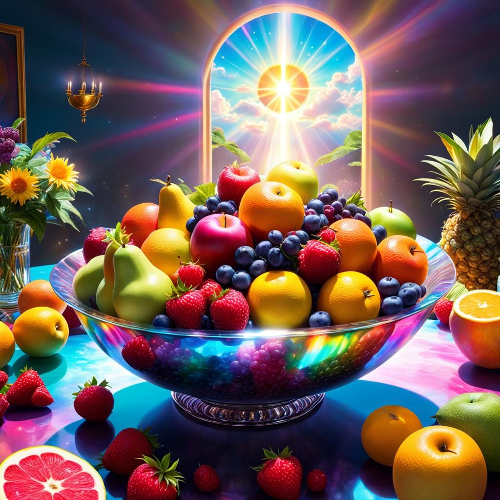 Overflowing Fruit Bowl in Divine Sunshine