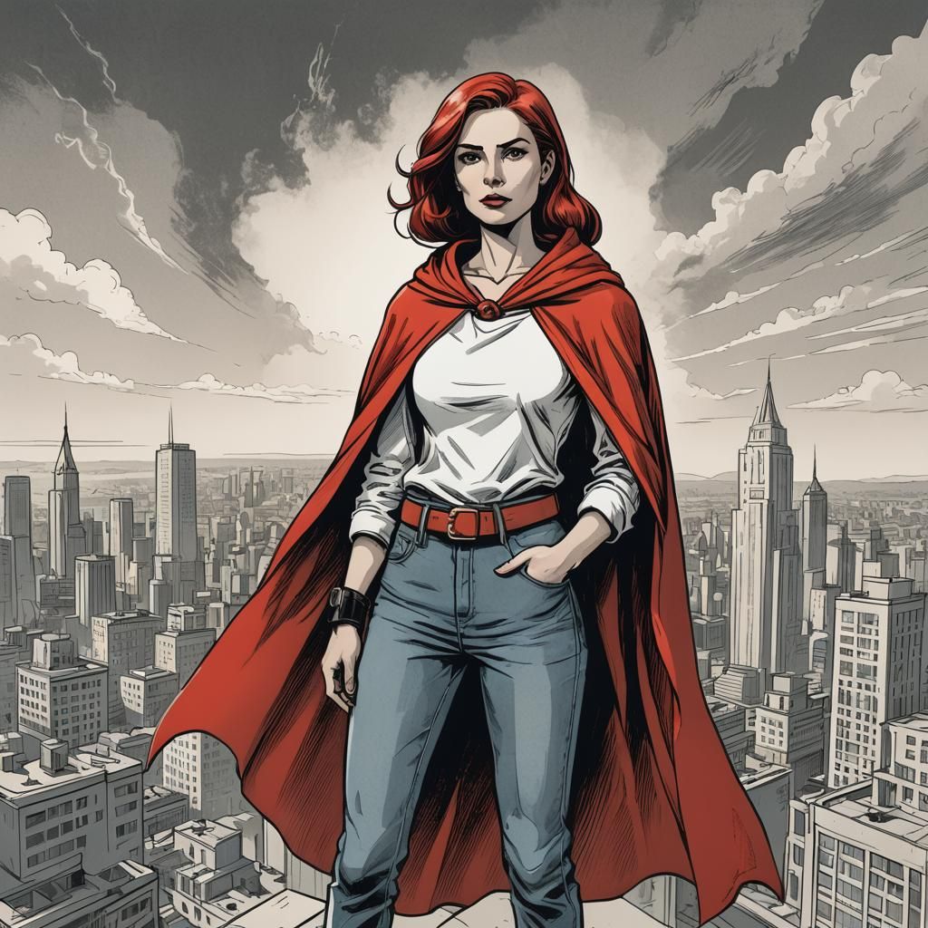 Sin-city style heroine cape