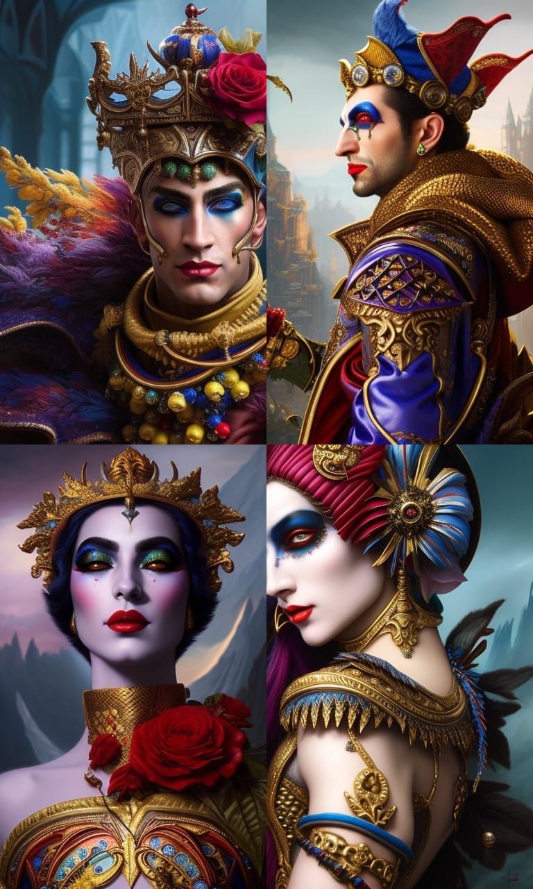 Fantasy Jester Portrait in Baroque Style