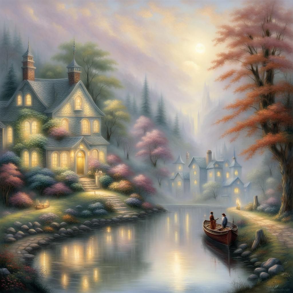 Ethereal Reflections in a Misty Landscape