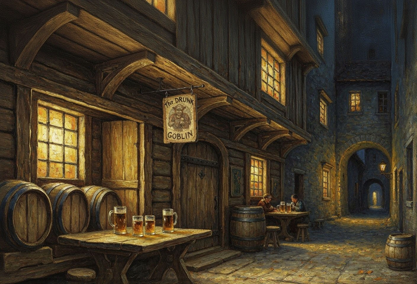 Medieval Tavern at Night: The Drunk Goblin