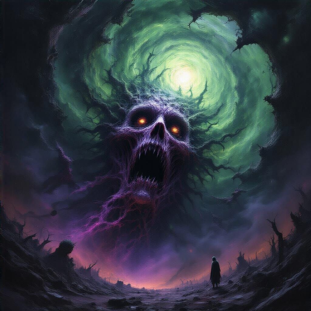 Cosmic Terror Vortex in Abstract Horror Style