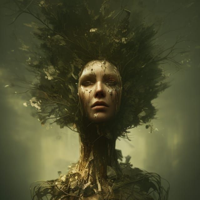 Humanoid Tree Portrait in Detailed Fantasy Art Style