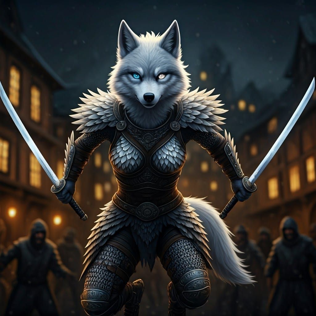 Epic Anthro Wolf Warrior Unleashes Beauty in Battle
