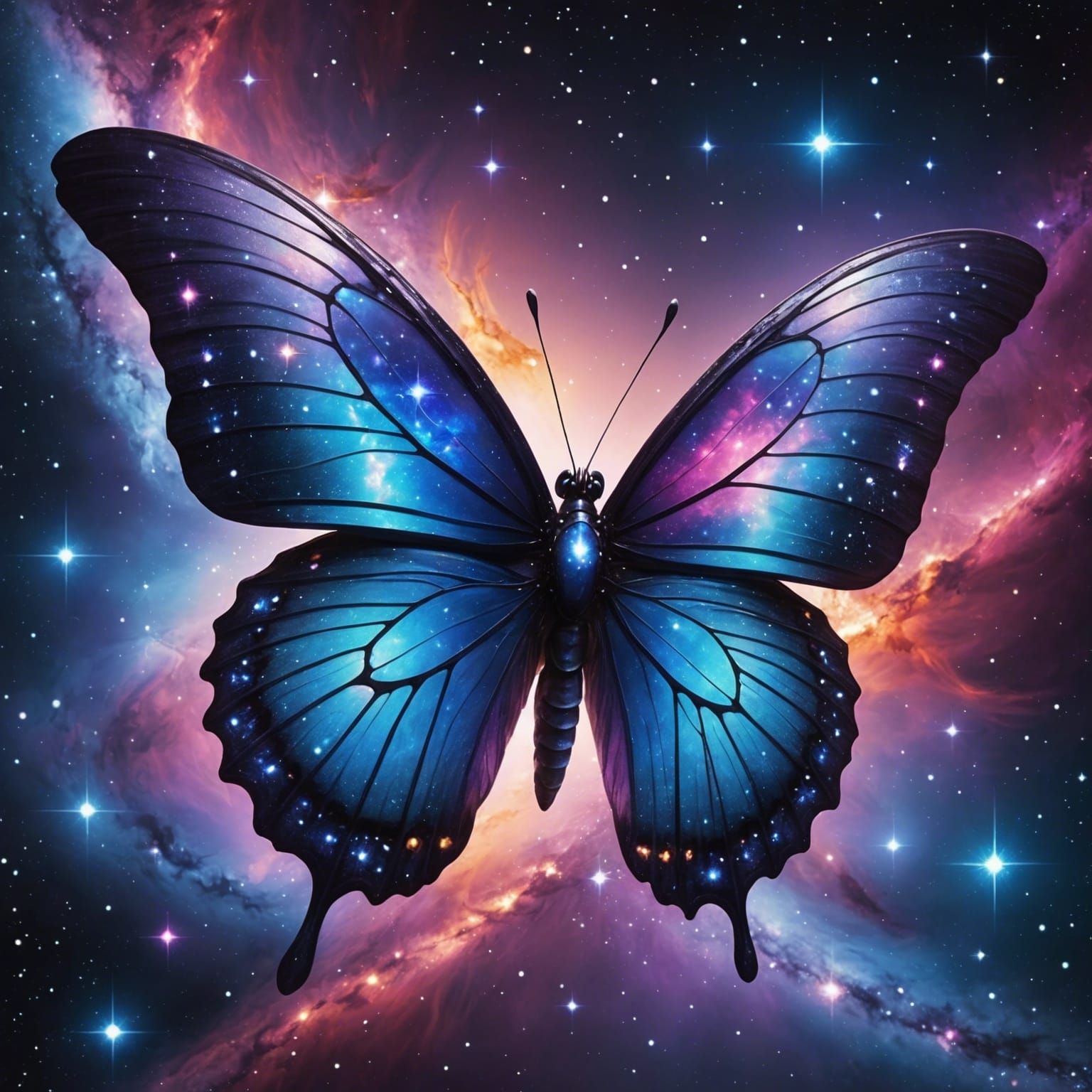 Celestial Butterfly Galaxy in 3D Anime Art Style