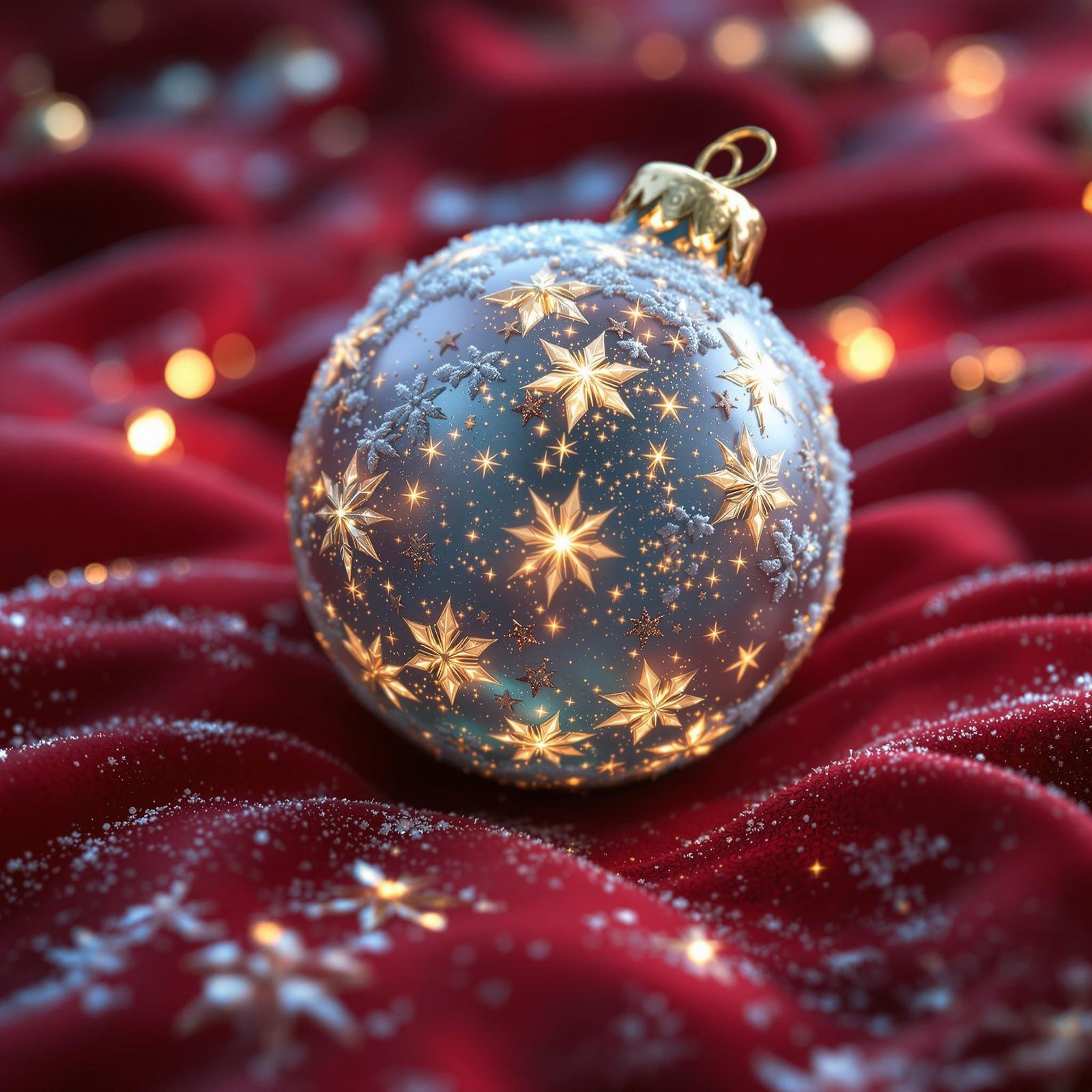 Surreal Frost Ornament on Velvet in Deep Color