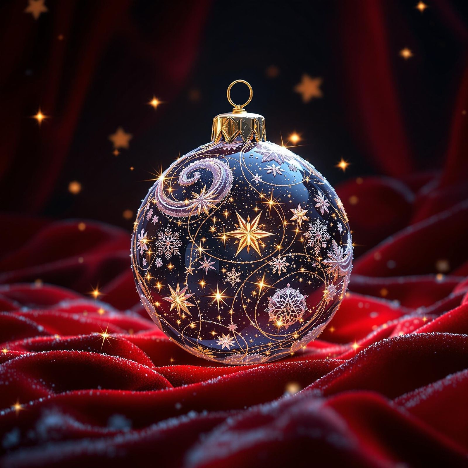 Ethereal Frost Ornament Adorns Velvet Throne