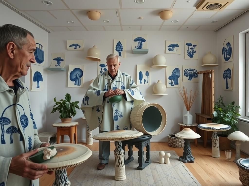 Bulgarian Porcelain Workers Tend Giant Mushrooms