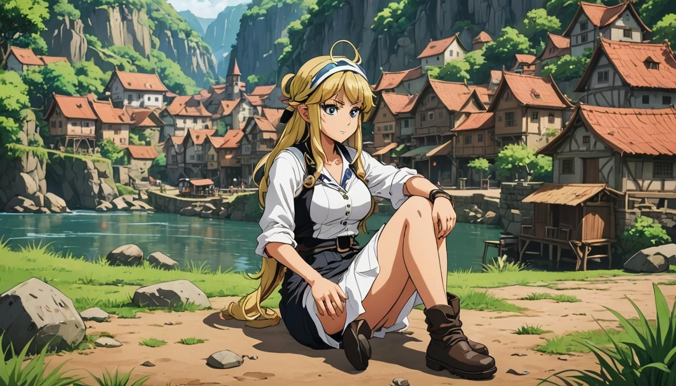 Lucoa in European Village: Anime Style Art