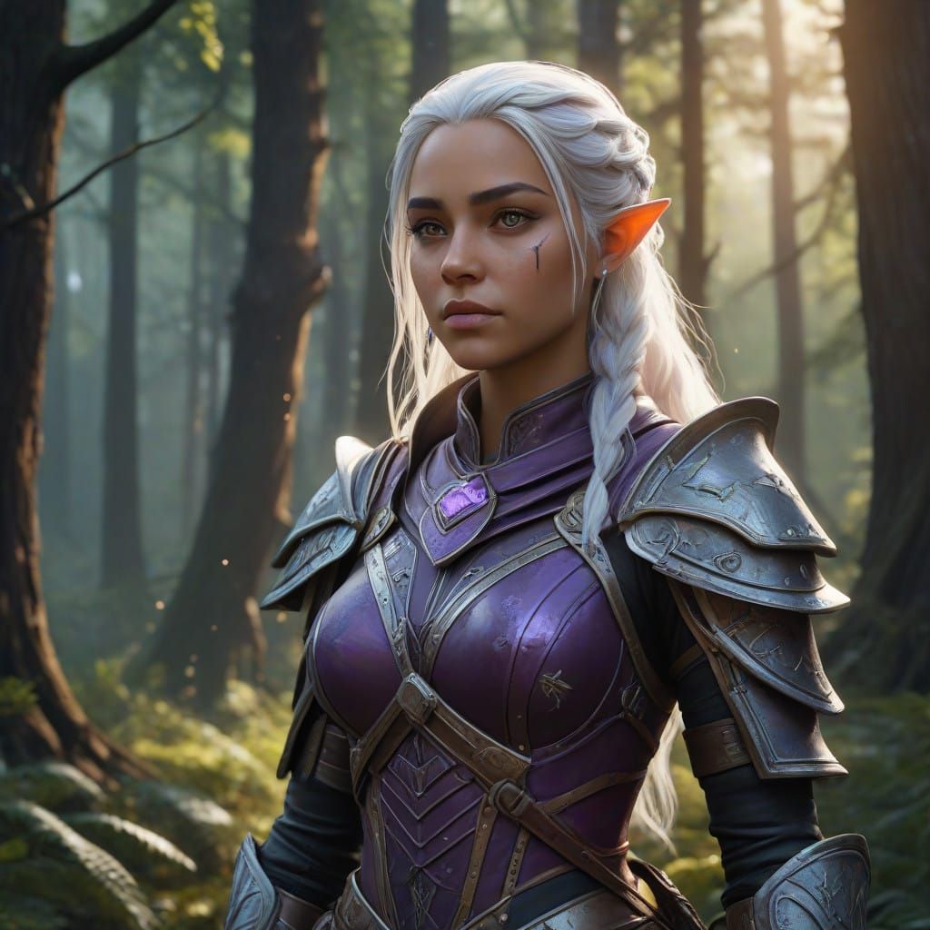 Heroic Elf Ranger in Mystical Forest