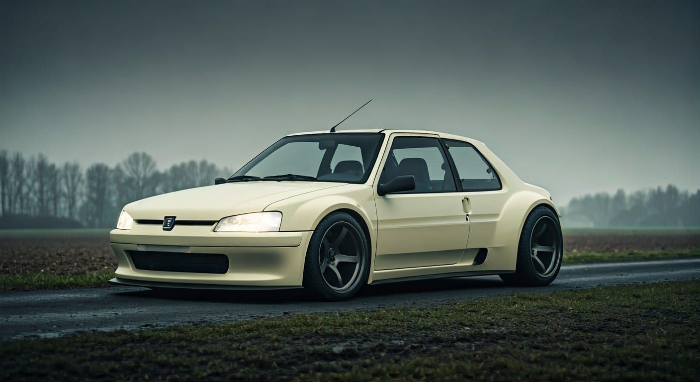Cream-Colored Peugeot 106 Concept Car Tractor
