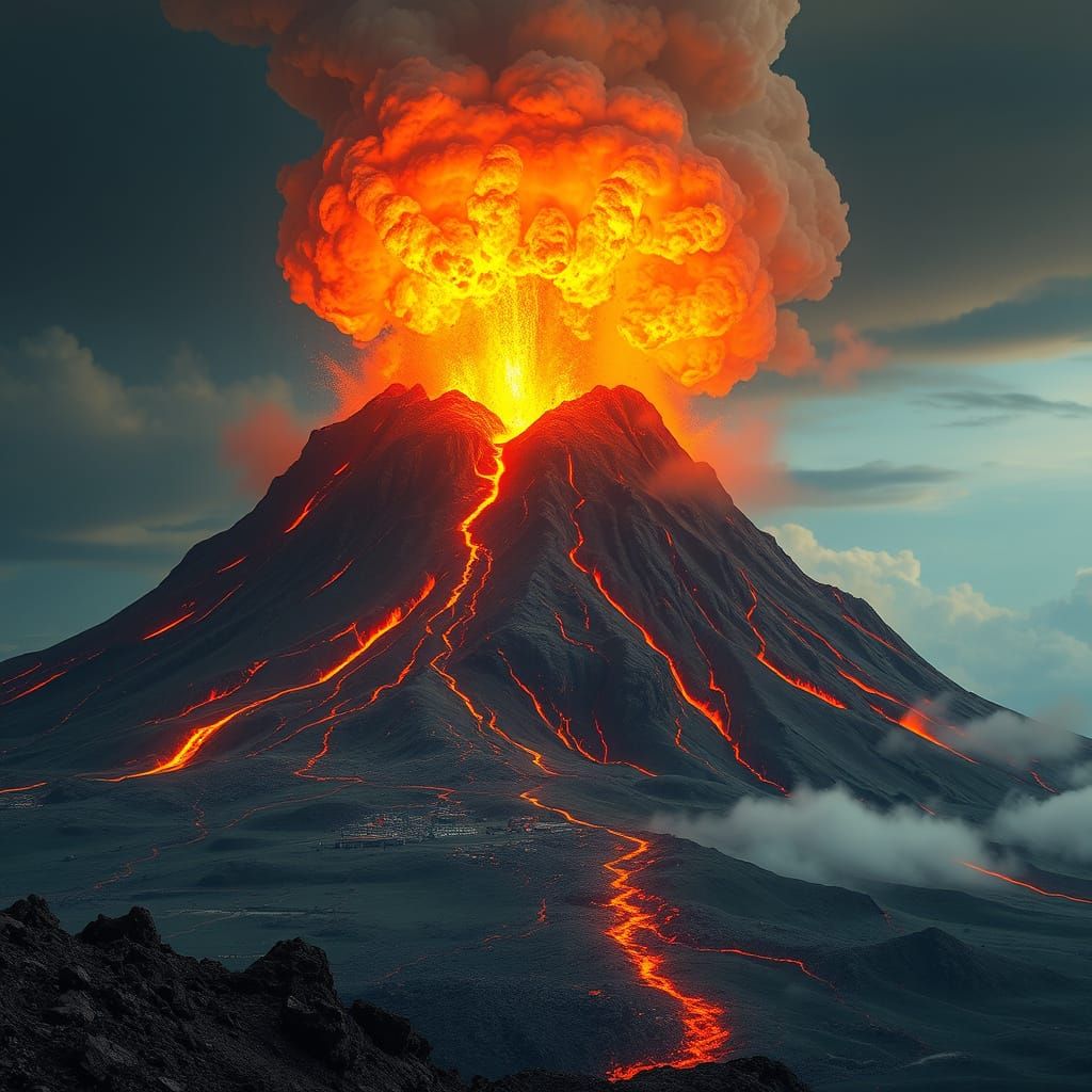 Volcano Eruption: Apocalyptic Landscape in Digital Art