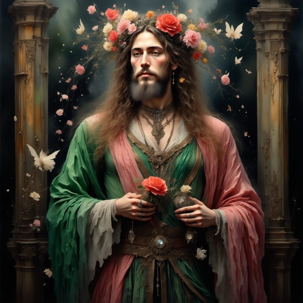 Ethereal Renaissance Prince with Floral Crown