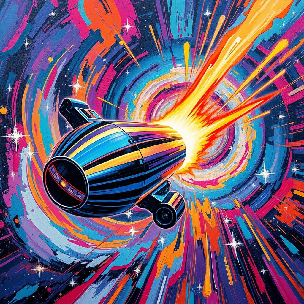 Aurora Starship Accelerates Through Cosmic Vortex