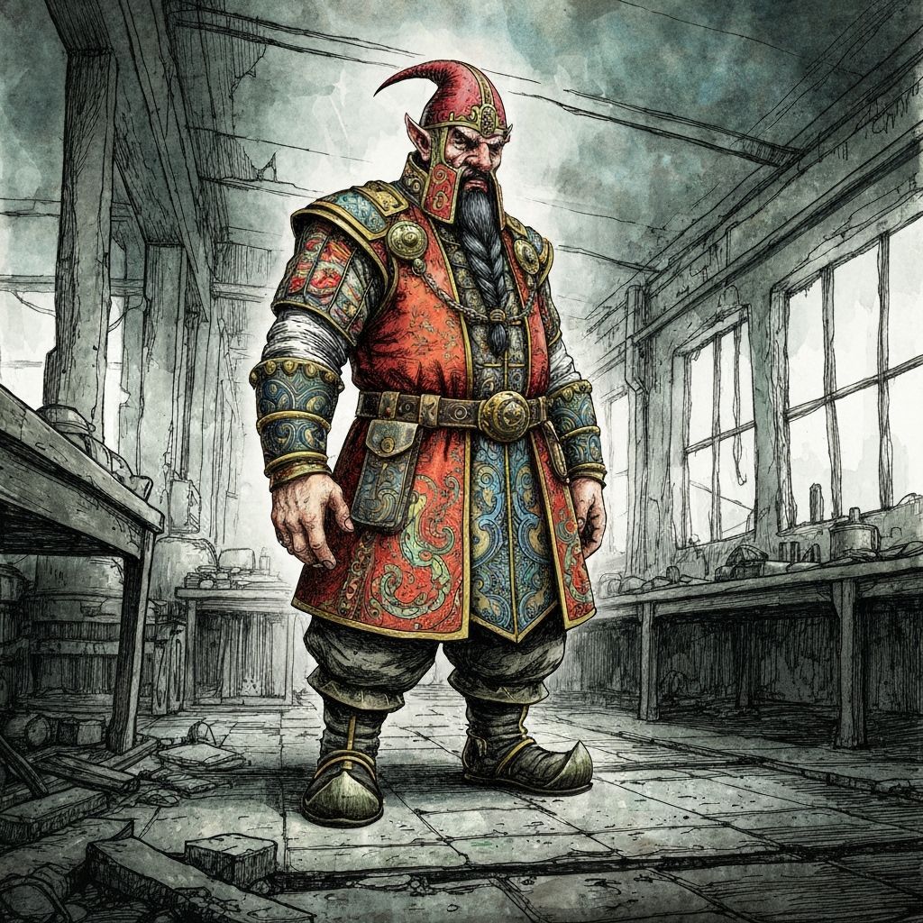 Fantasy Dwarven Noble in Gritty Watercolour Style