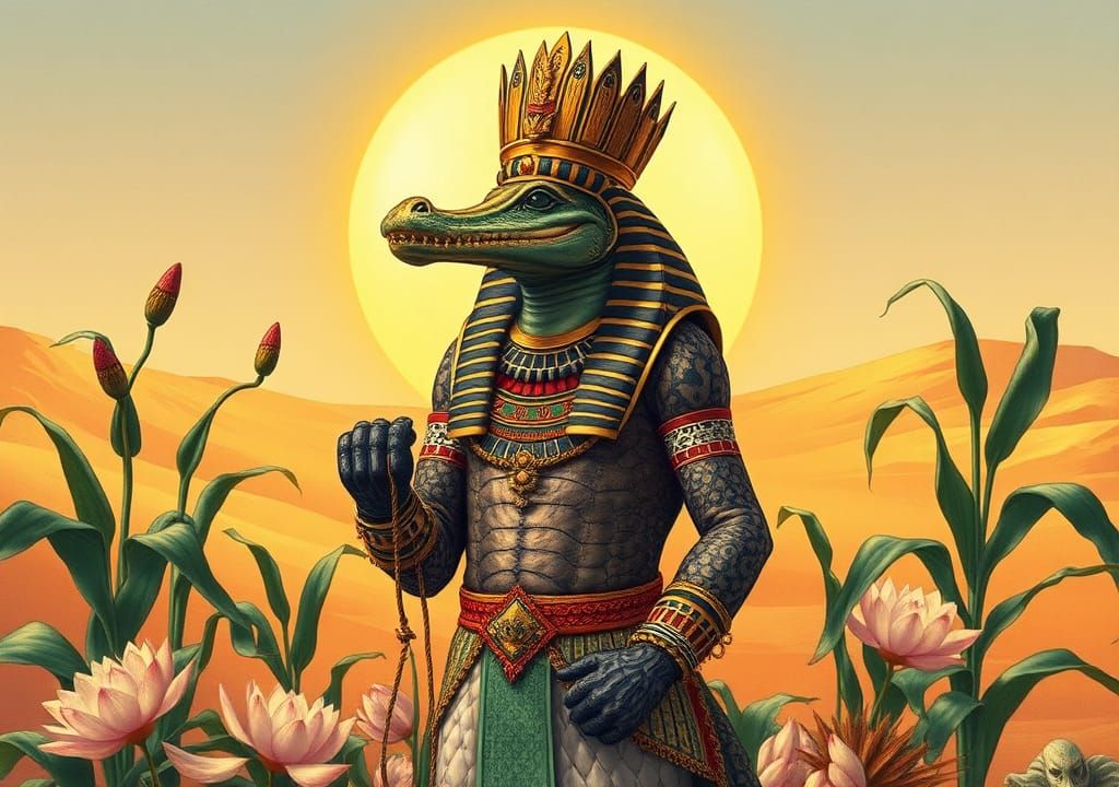 Sobek: Egyptian God in Art Nouveau Style