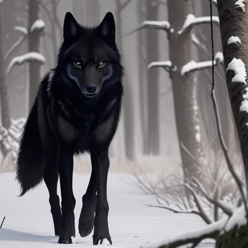 Black Wolf in the Wild: A Study in Contrasts