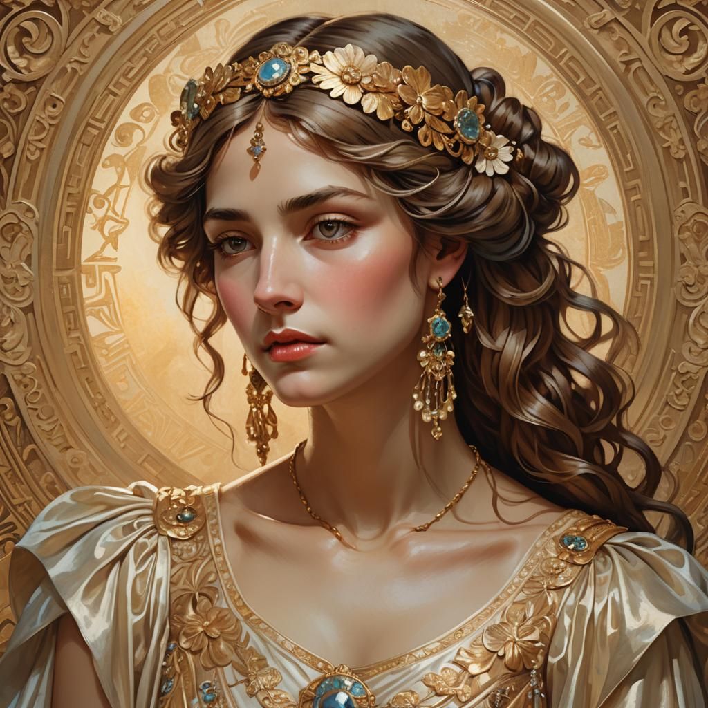 Ancient Greek Lady Portrait in Neoclassical Style