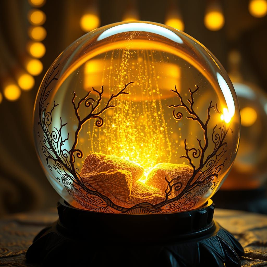 Elegant Crystal Boll in Vibrant Nighttime Scene