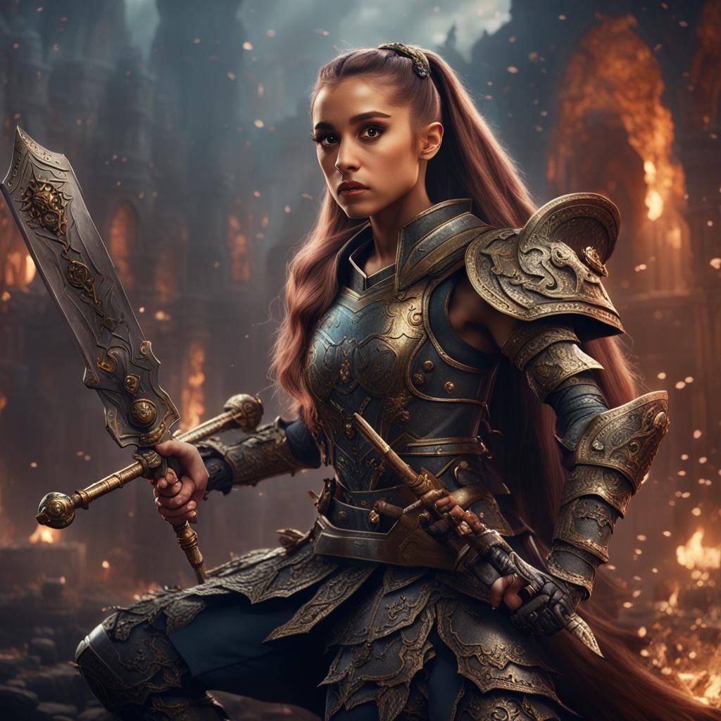 Fantasy Warrior with Sword in Detailed Digital Art