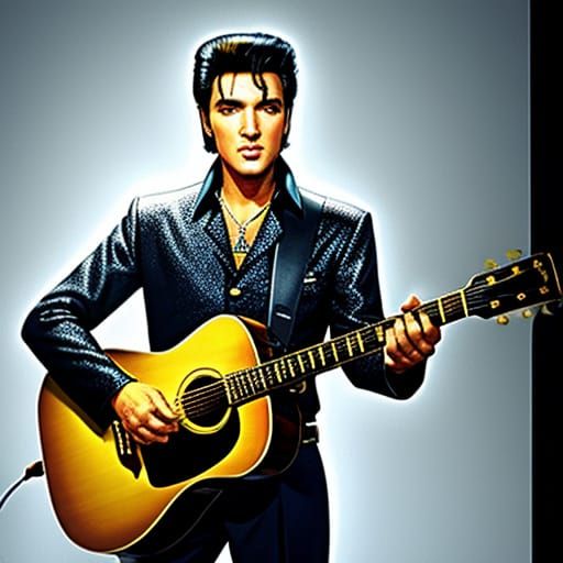 Elvis Presley Plays Guitar in a Vintage Setting