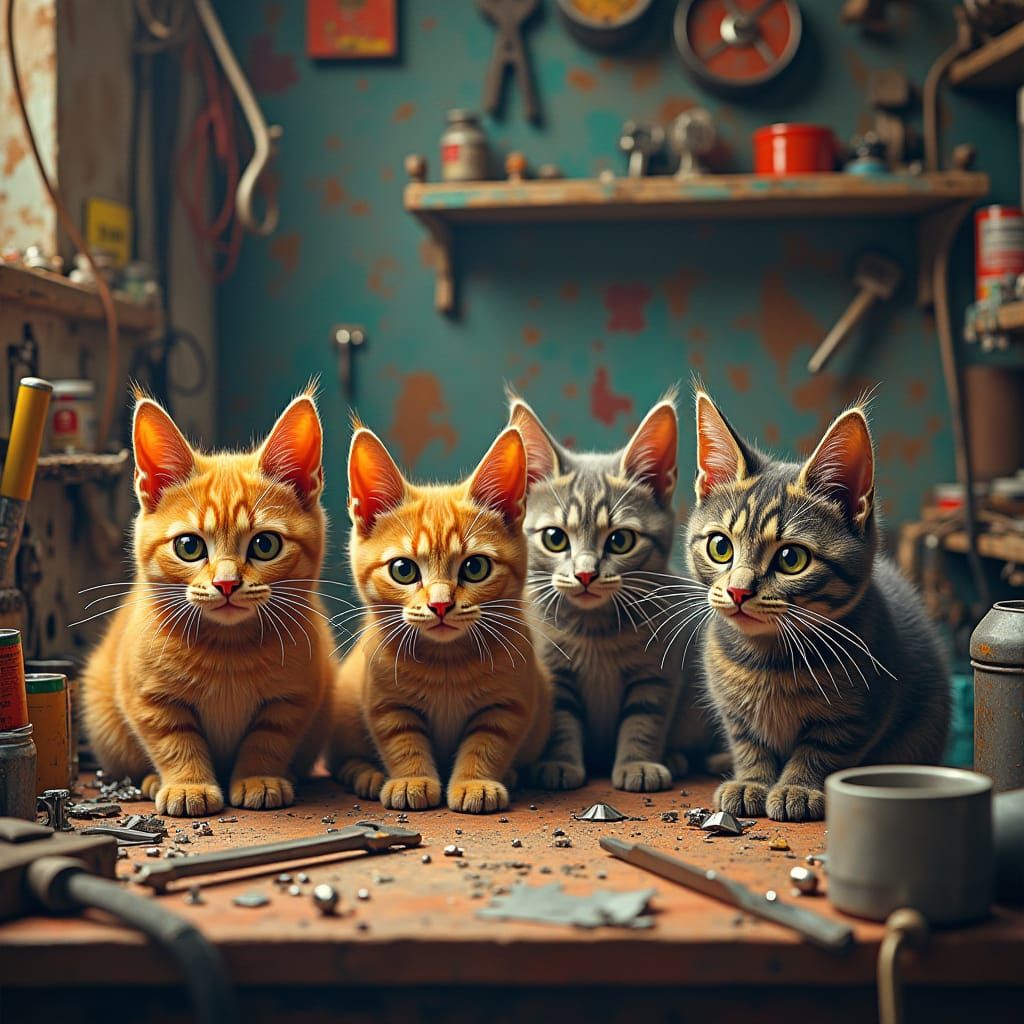 Cats' DIY Project in a Hardware Store