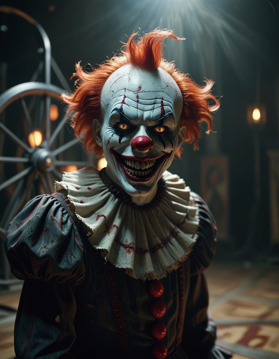 Sinister Killer Clown on Game Show Stage