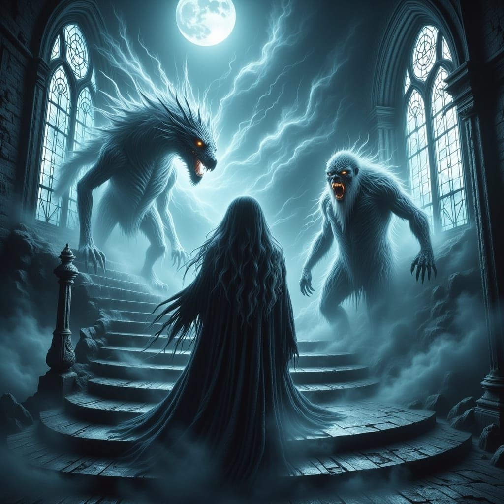 Eerie Spectres in Dark Fantasy Horror Scene