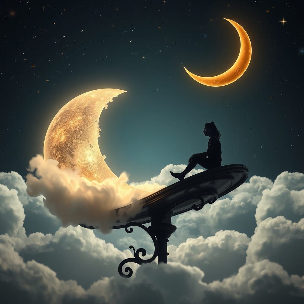 Surreal Celestial Dreamscape in Whimsical Style